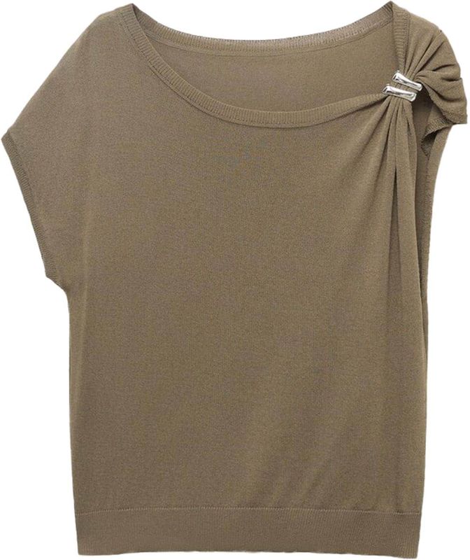 Mango - Top - Bruin - Mouwloos - Ronde Hals