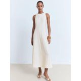 MANGO - PEPA - Zomerjurk - Lichtbeige - Mouwloos - 7/8 Lengte