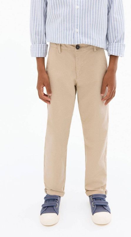 Mango Kids - Straight Casual Broek - Lichtbruin