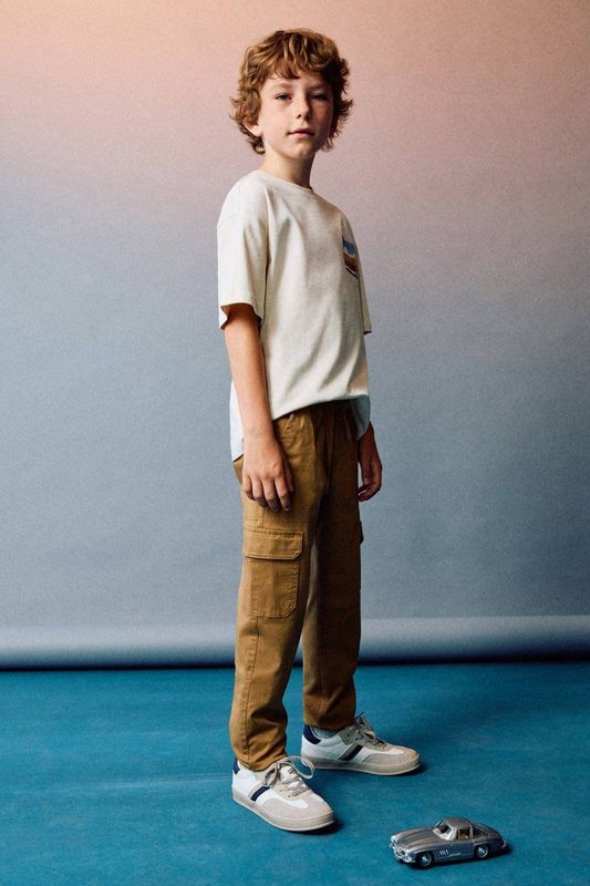 Mango - Kids Tapered Cargo Broek - Bruin