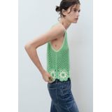 MANGO - Top 'FLEUR' - Lichtgroen - Blousetops