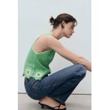 MANGO - Top 'FLEUR' - Lichtgroen - Blousetops