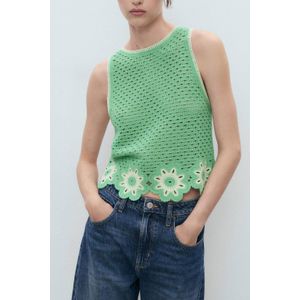 MANGO - Top 'FLEUR' - Lichtgroen - Blousetops