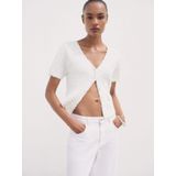 MANGO - CAMILA - Gebreid Vest - Wit