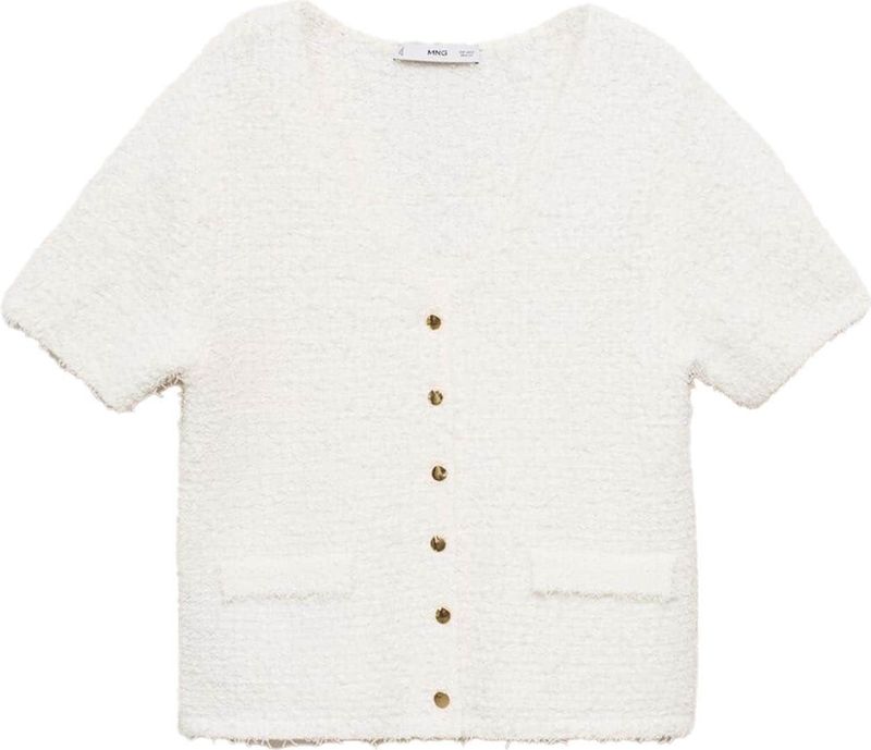 MANGO - CAMILA - Gebreid Vest - Wit