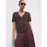 MANGO - CAMILA - Gebreid Vest - Bruin - V-hals - Knoopsluiting