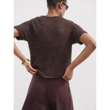 MANGO - CAMILA - Gebreid Vest - Bruin - V-hals - Knoopsluiting