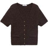 MANGO - CAMILA - Gebreid Vest - Bruin - V-hals - Knoopsluiting