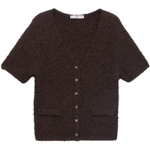 MANGO - CAMILA - Gebreid Vest - Bruin - V-hals - Knoopsluiting