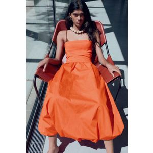 Mango - Midi Jurk - Oranje - Bandeaujurken