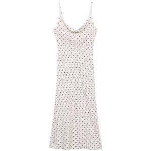 MANGO - KENDAL - Jurk - Zwart / Offwhite - Mouwloos - Slanke Pasvorm