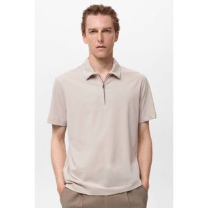 Mango Man - Regular Fit Polo - Taupe - Katoen en Polyester
