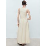 MANGO - VALVI - Zomerjurk - Lichtbeige - Geribbeld Gebreid - Maxi Lengte