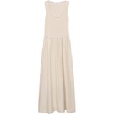 MANGO - VALVI - Zomerjurk - Lichtbeige - Geribbeld Gebreid - Maxi Lengte