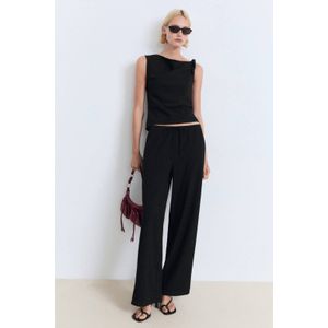 Mango - Wide Leg Regular Waist - Casual Broek - Zwart