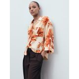 Mango - Blouse - Ecru - Viscose - Klassieke Kraag - Rechte Mouwen