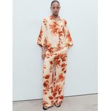 Mango - Blouse - Ecru - Viscose - Klassieke Kraag - Rechte Mouwen