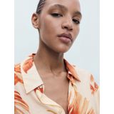 Mango - Blouse - Ecru - Viscose - Klassieke Kraag - Rechte Mouwen