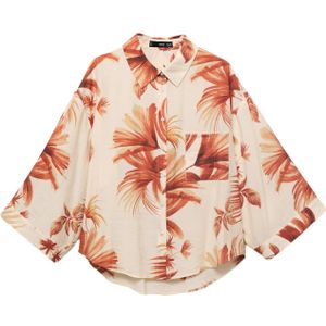 Mango - Blouse - Ecru - Viscose - Klassieke Kraag - Rechte Mouwen