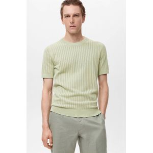 Mango Man - T-shirt - Lichtgroen - Ingebreid Patroon