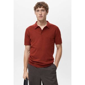 Mango Man - Polo - Rood - Gebreid