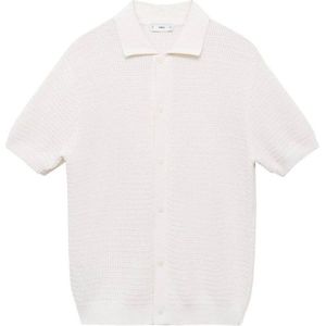 Mango Man - Casual Overhemd - Ecru - Katoen en Polyester - Korte Mouwen