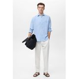 Mango Man - Overhemd - Lichtblauw - Linnen - Regular Fit