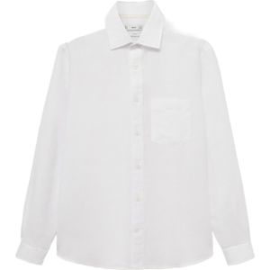 Mango Man - Linnen Casual Overhemd - Wit - Regular Fit - Lange Mouwen