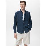 Mango Man - Overhemd - Donkerblauw - Linnen - Regular Fit