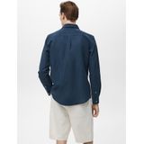 Mango Man - Overhemd - Donkerblauw - Linnen - Regular Fit