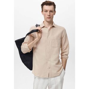 Mango Man - Casual Overhemd - Beige - Linnen