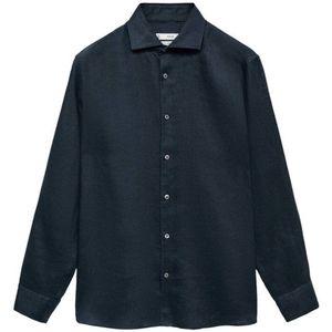 Mango Man - Linnen Casual Overhemd - Donkerblauw