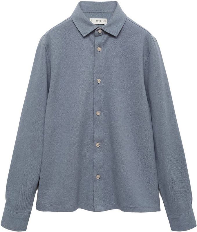 Mango Kids - Overhemd - Blauw - 100% Katoen - Lange Mouwen