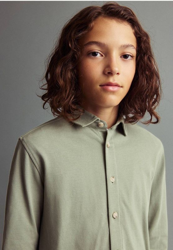 Mango Kids - Overhemd - Groen - 100% Katoen