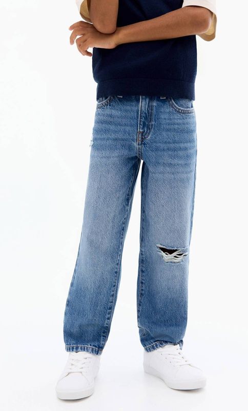 Mango - Kids - Straight Leg Jeans - Middenblauw