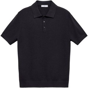 Mango Man - Regular Polo - Donkerblauw - Rib Gebreid