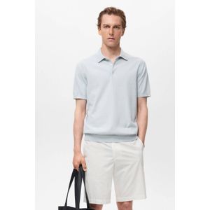 Mango - Man Regular Polo - Lichtblauw - Fijn Gebreid