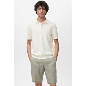 Mango Man regular polo fijn gebreid ecru