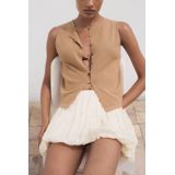 Mango - Gilet - Bruin - Mouwloos - Ronde Hals