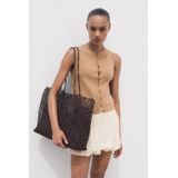 Mango - Gilet - Bruin - Mouwloos - Ronde Hals