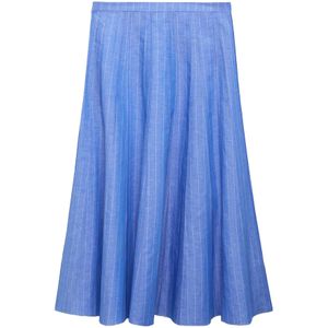 MANGO - Dam - A-lijnrok - Blauw/Wit - 3/4 Lengte