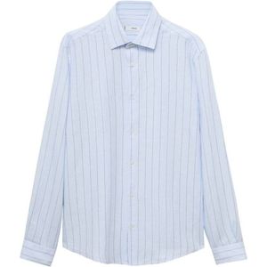 Mango Man - Overhemd - Lichtblauw - Linnen - Regular Fit
