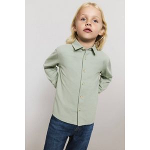 Mango Kids - Overhemd - Groen - Lange Mouwen - 100% Katoen