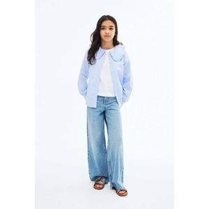 Jeans - Effen - Denim - Light Washed - Wide Leg