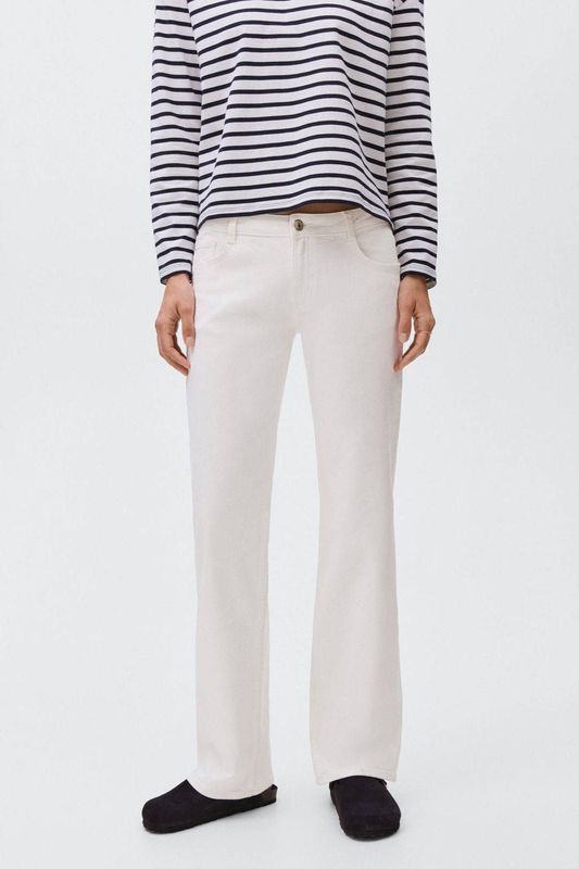 MANGO TEEN - Low Waist Straight Leg Jeans - Wit