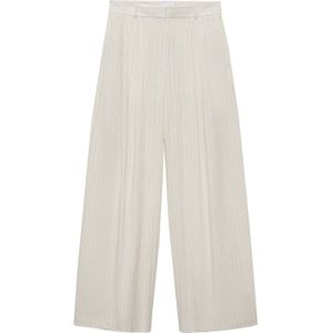 Mango wide leg regular waist pantalon beige