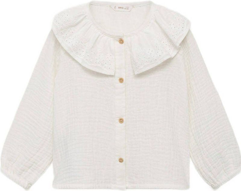 Mango Kids - Blouse - Wit - Broderie