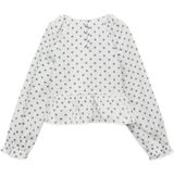 Mango Kids - Blouse - Katoen en Polyester - Lange Pofmouwen - Ronde Hals