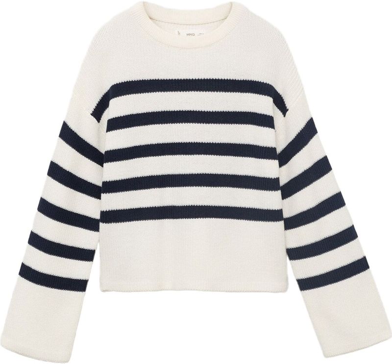 MANGO KIDS - SASHA - Gebreide Trui - Zwart / Offwhite - Lange Mouw