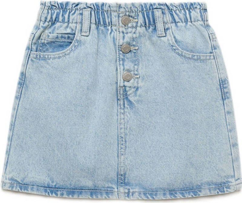 Mango Kids - Denim Rok - Korte Lengte - Paperbag Model - Met Knoopsluiting